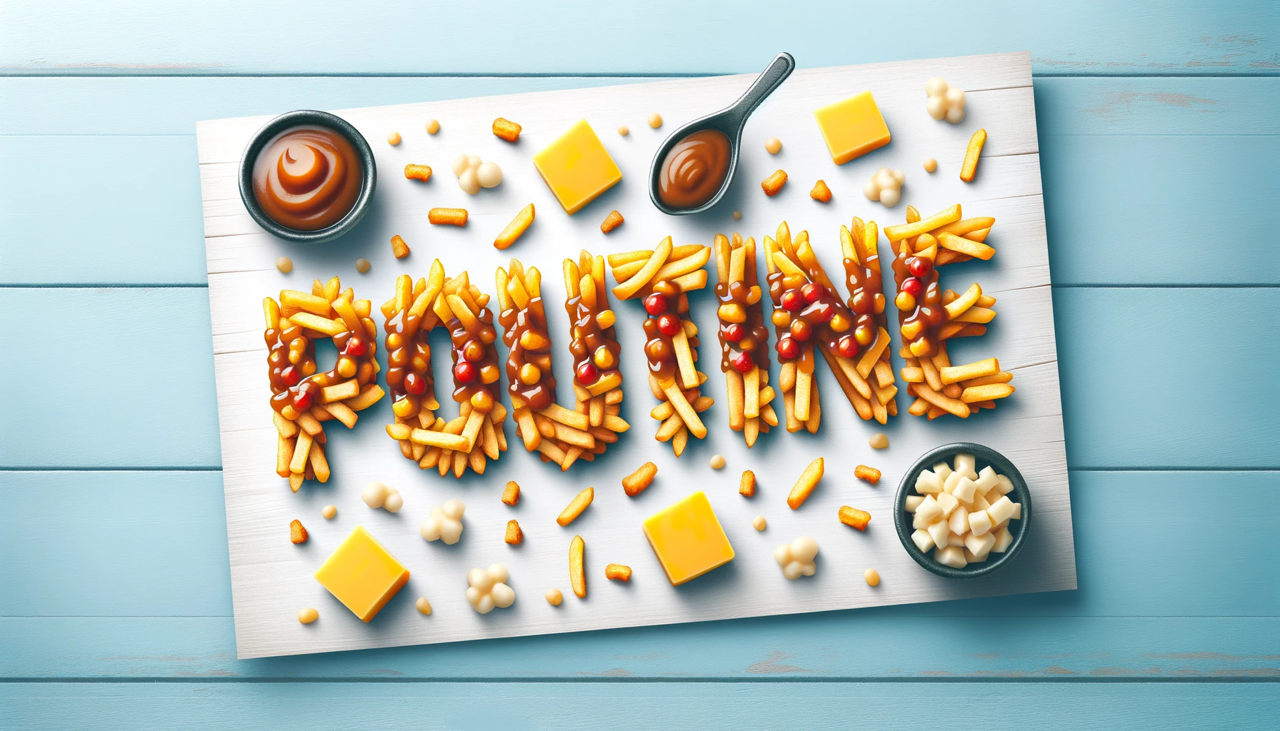A special poutine that spells the word POUTINE